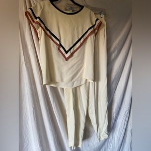 SET Creme top and pleated high waisted pants vintage